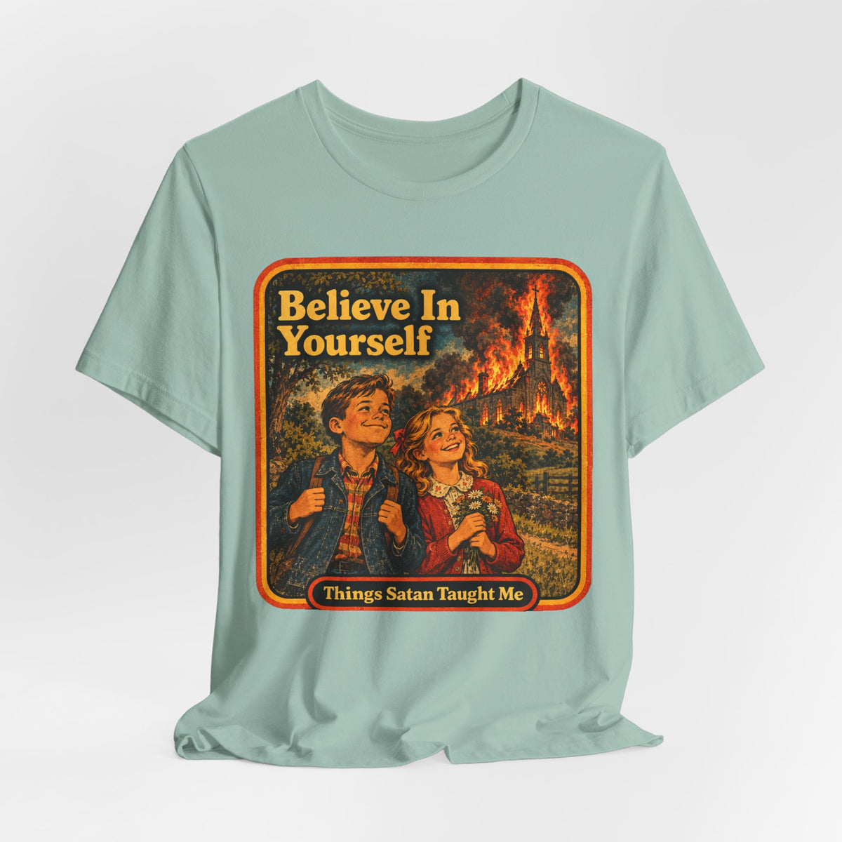 Believe In Yourself Unisex Tee in Dusty Blue, view 4