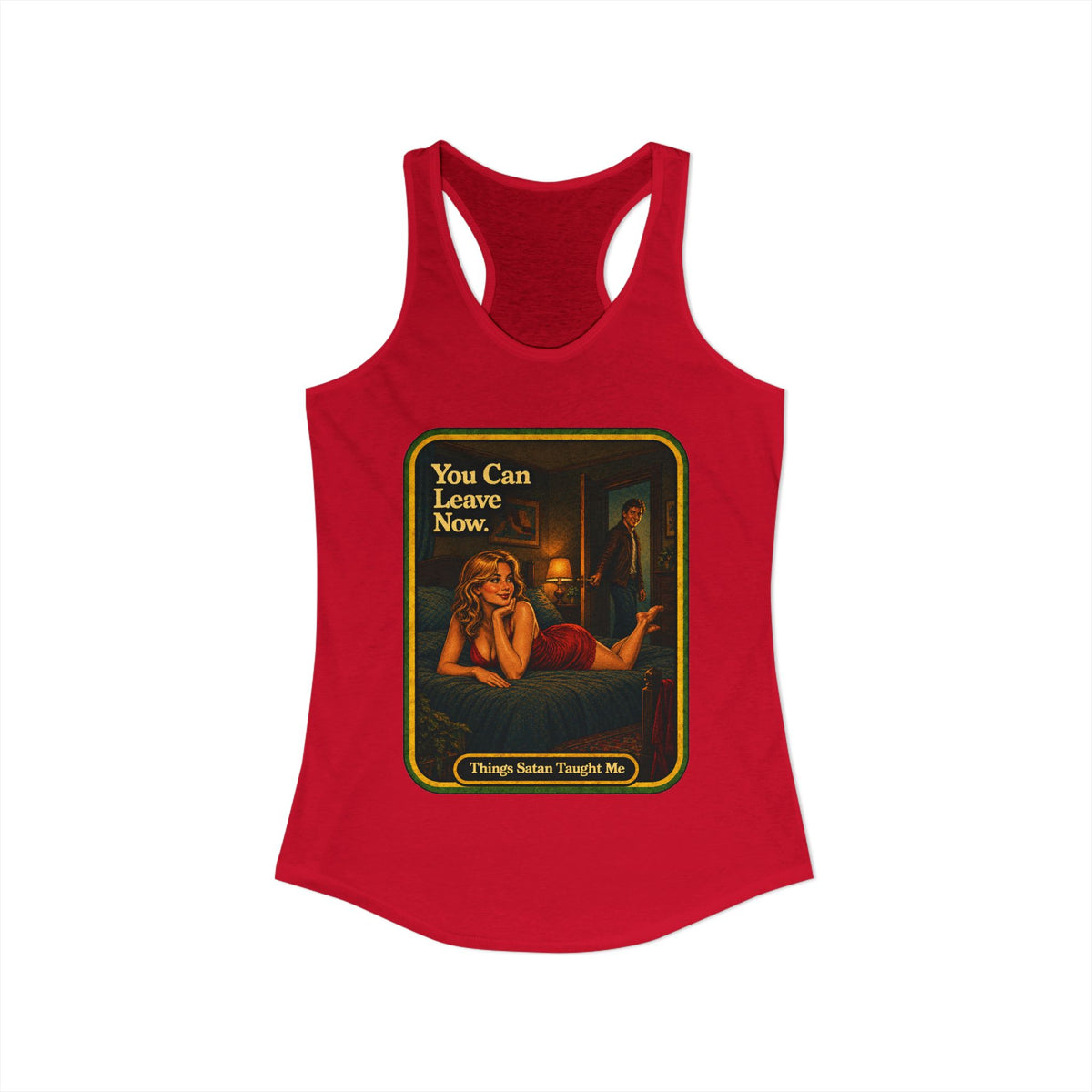 You Can Leave Now Racerback Tank in Red, view 2