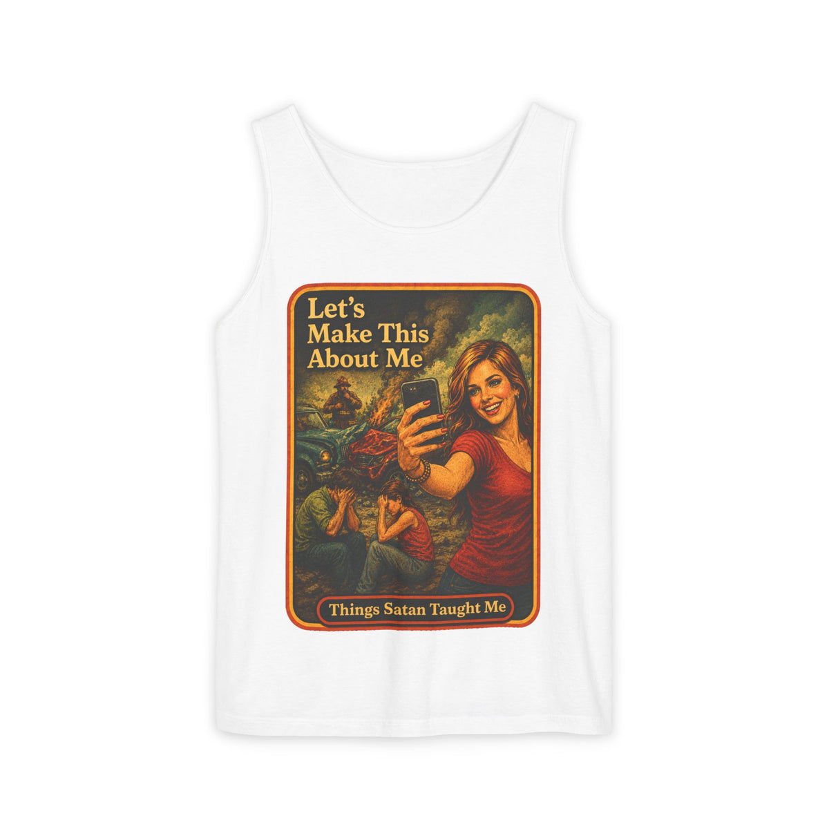 Let's Make This About Me Wife Beater in White, front