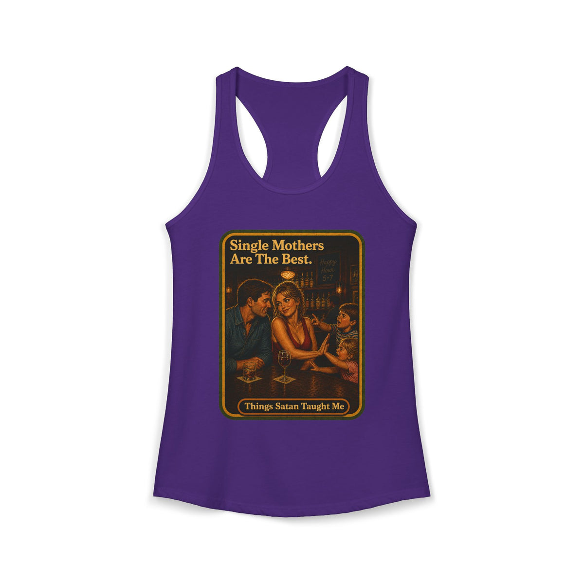 Single Mothers Are The Best Racerback Tank in Purple Rush, front