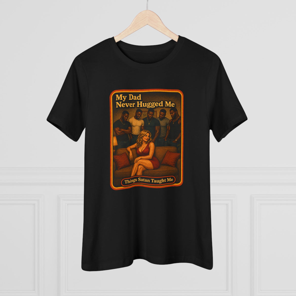 My Dad Never Hugged Me Women's Tee in Black, view 4
