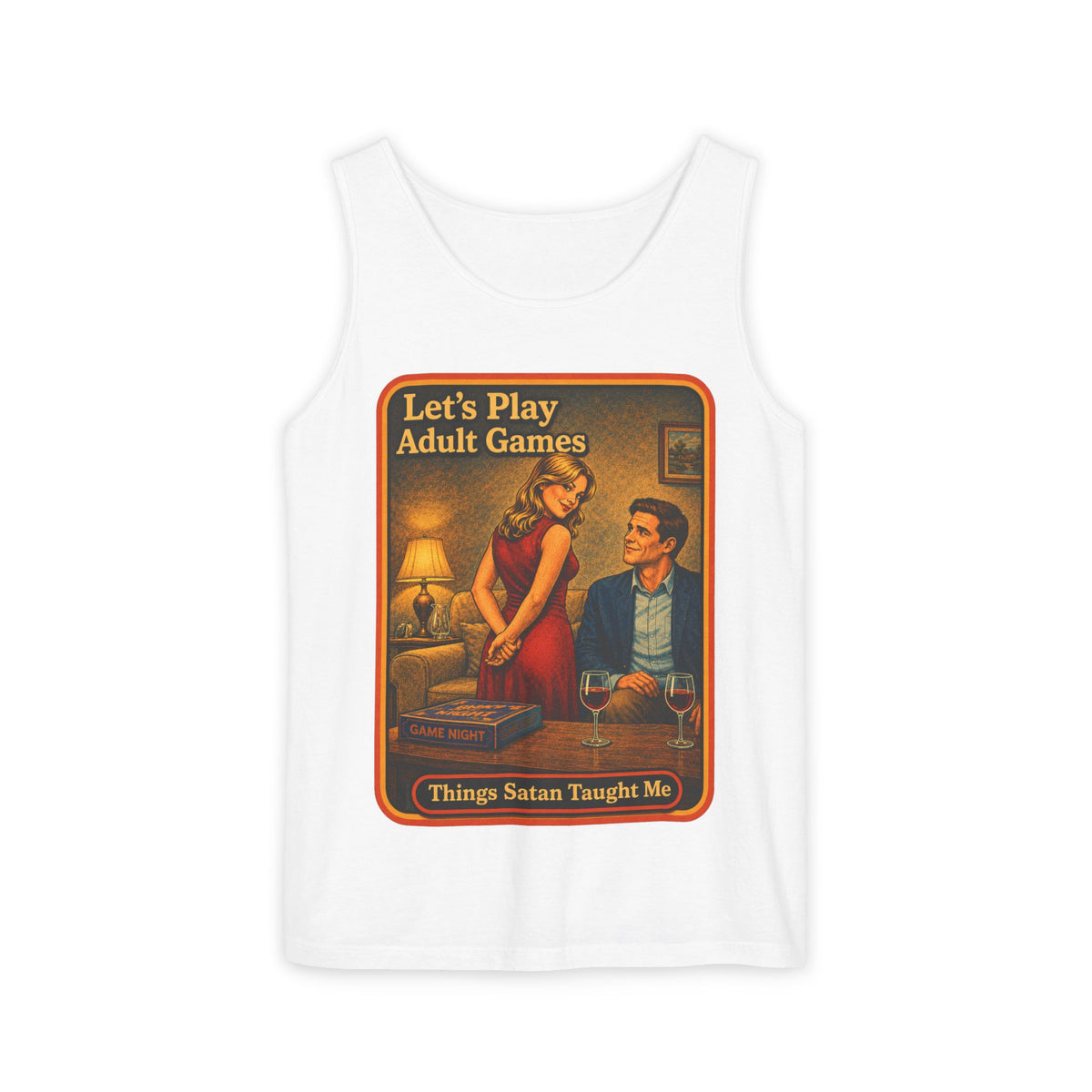 Let's Play Adult Games Wife Beater in White, front