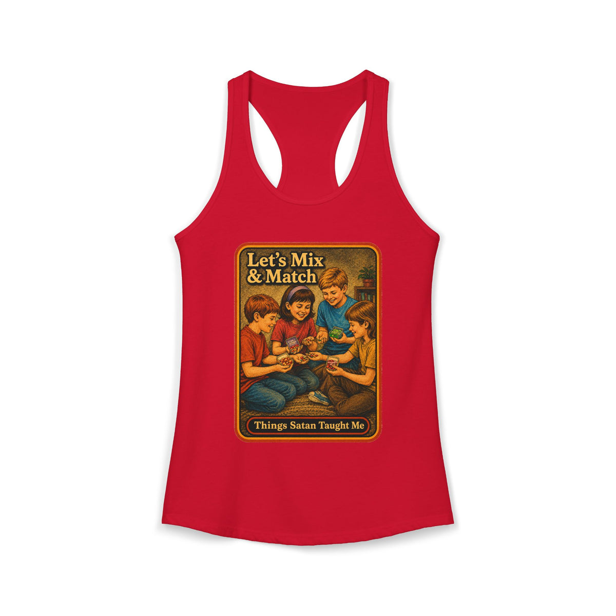 Let's Mix And Match Racerback Tank in Red, front