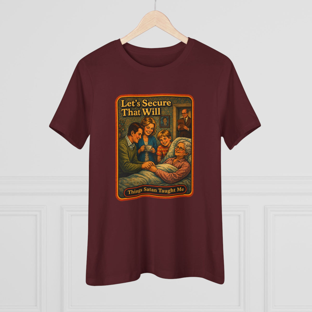 Let's Secure That Will Women's Tee in Maroon, view 4