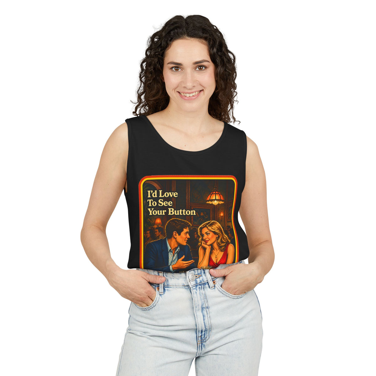 I'd Love To See Your Button Wife Beater in Black, view 3