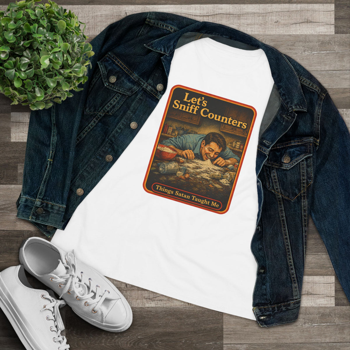 Let's Sniff Counters Women's Tee in White, view 3
