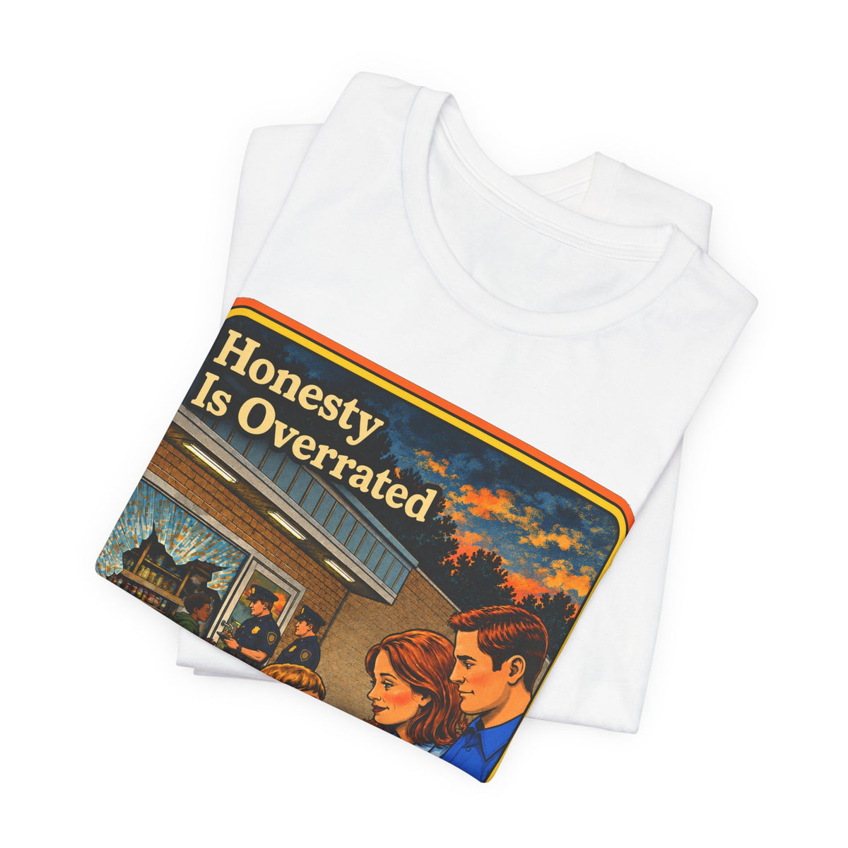 Honesty Is Overrated Unisex Tee in White, view 3