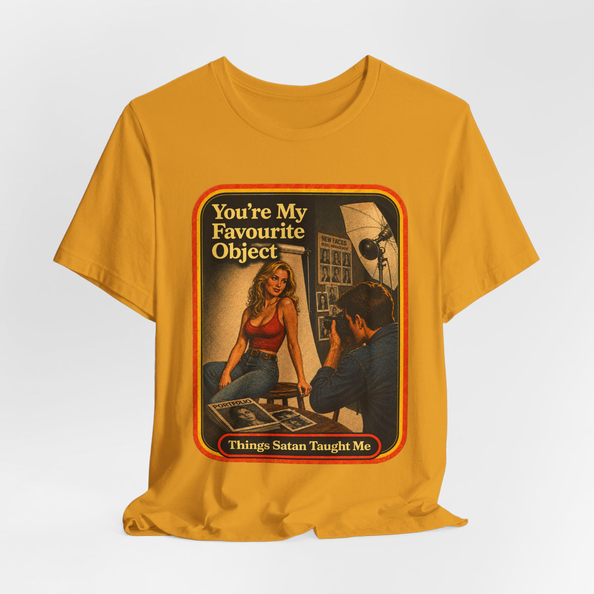You're My Favourite Object Unisex Tee in Mustard, view 4