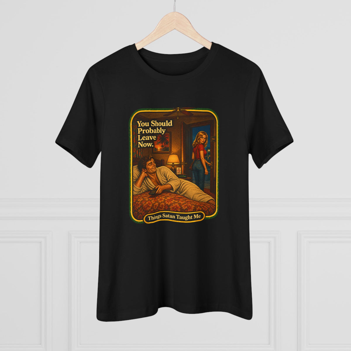 You Should Probably Leave Now Women's Tee in Black, view 4