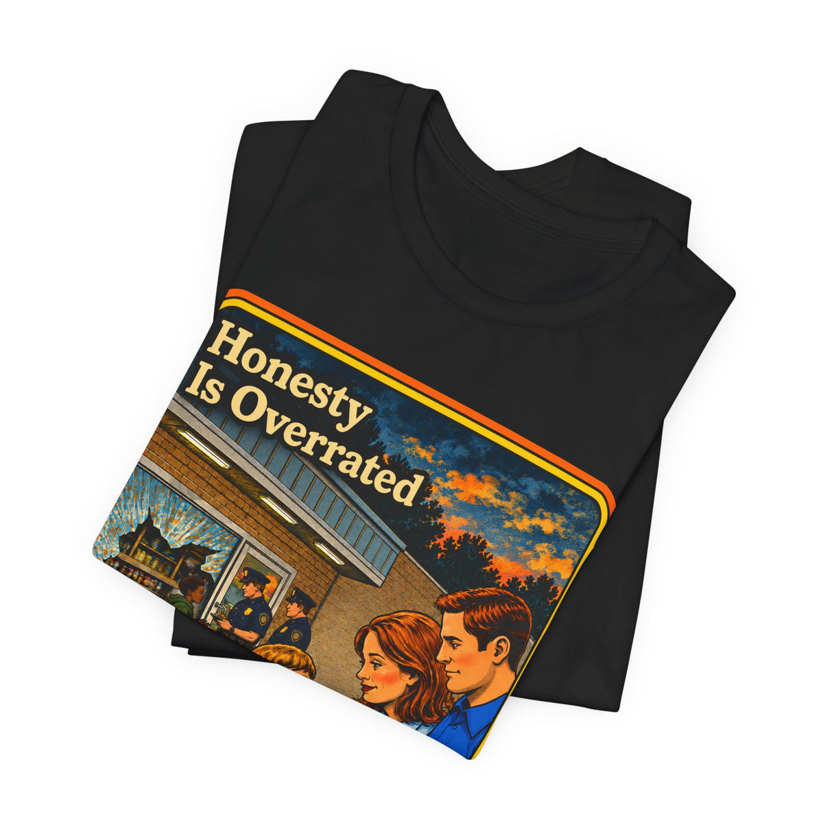 Honesty Is Overrated Unisex Tee in Black, view 3