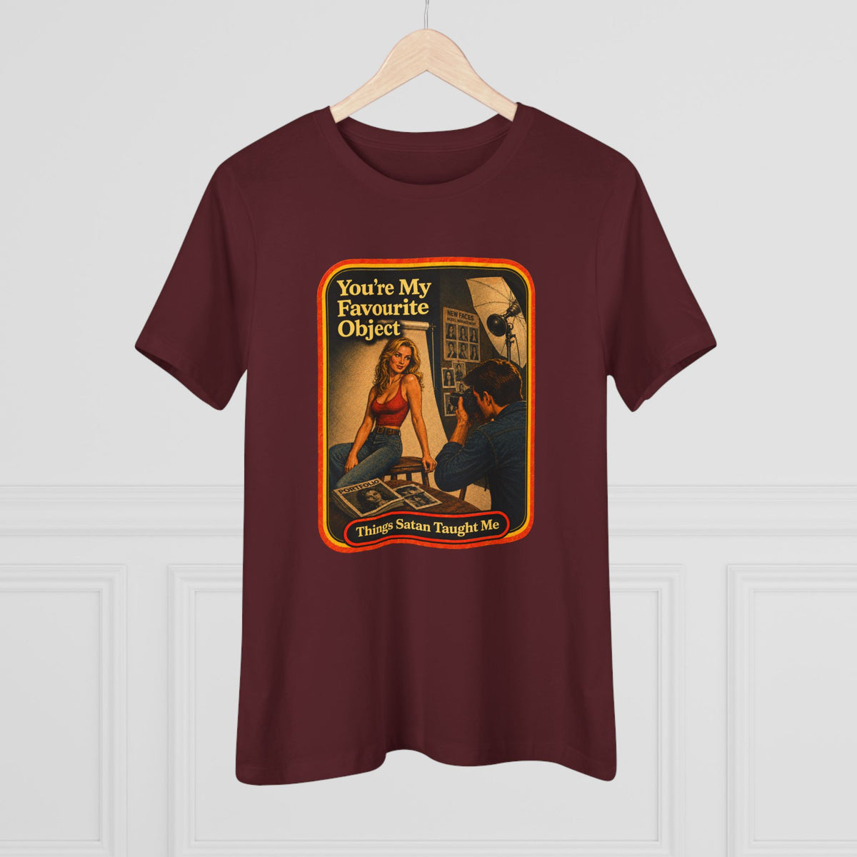 You're My Favourite Object Women's Tee in Maroon, view 4