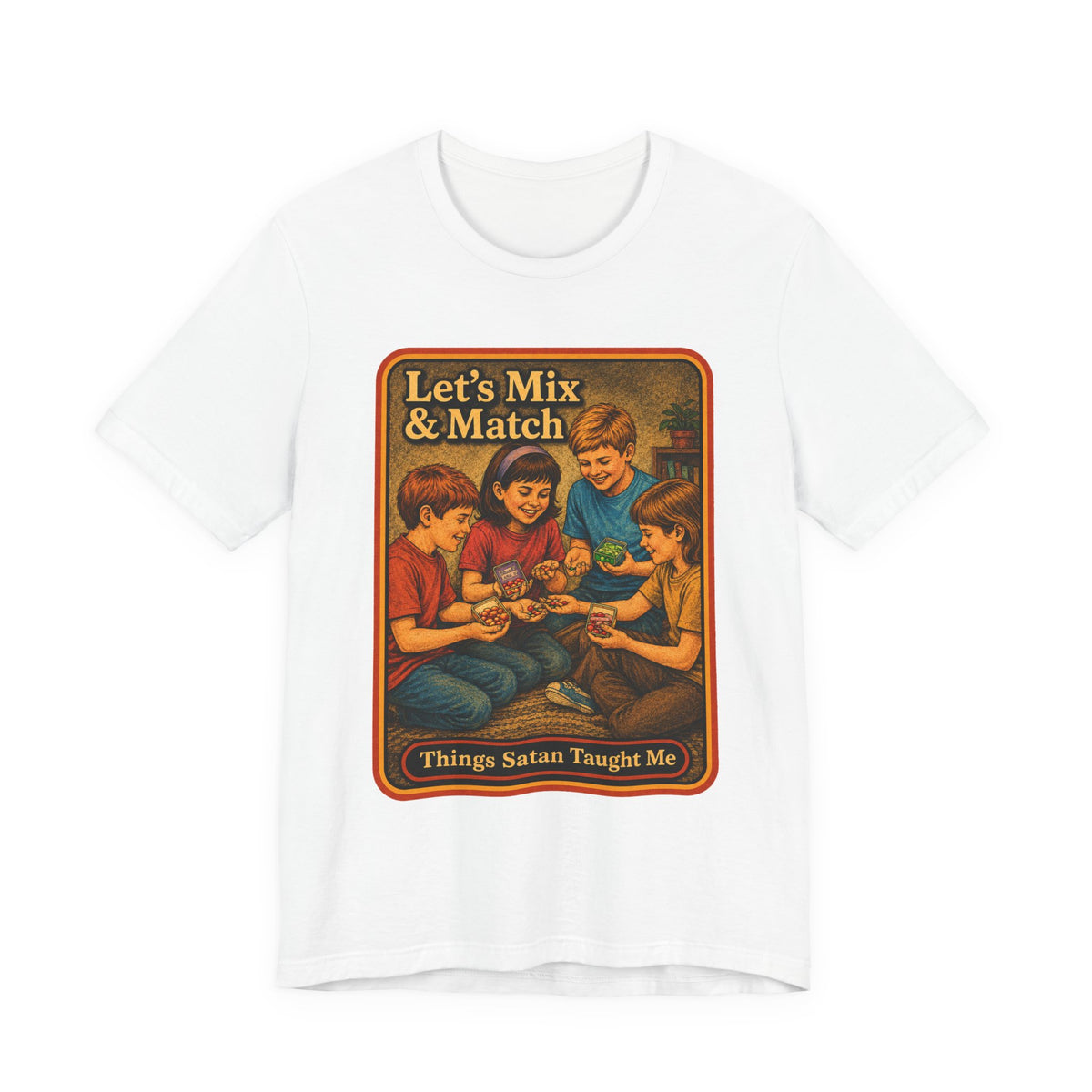 Let's Mix And Match Unisex Tee in White, front