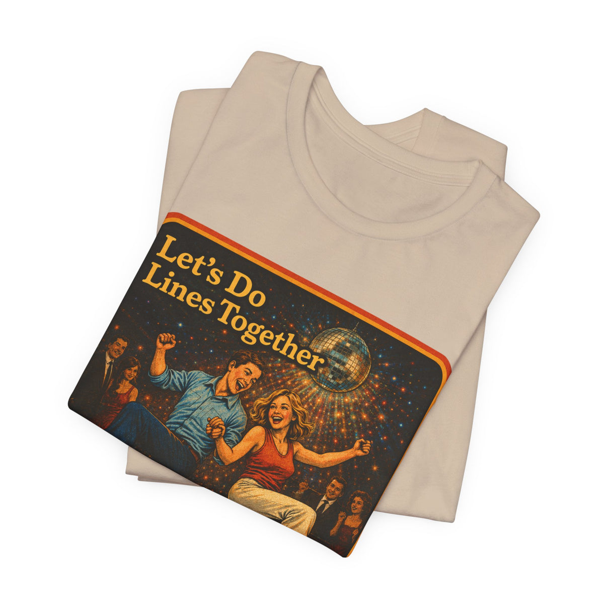 Let's Do Lines Together Unisex Tee in Tan, view 3