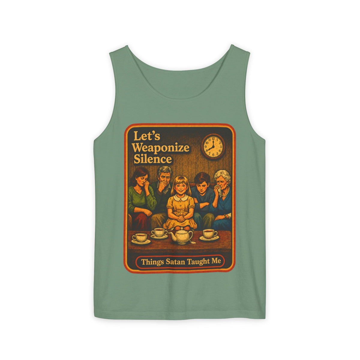 Let's Weaponize Silence Wife Beater in Light Green, front