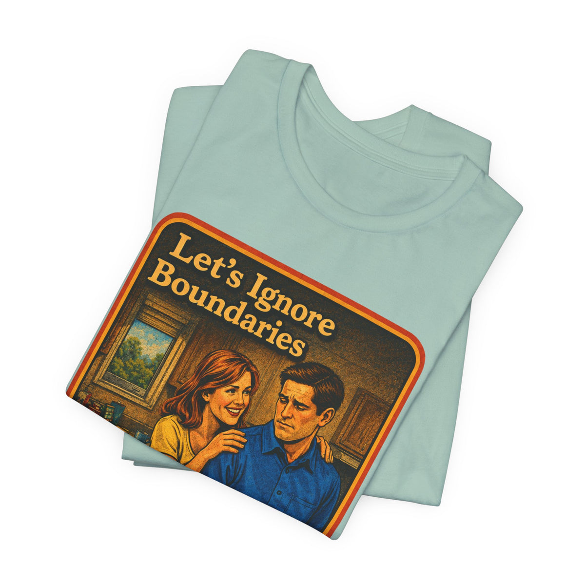 Let's Ignore Boundaries Unisex Tee in Dusty Blue, view 3