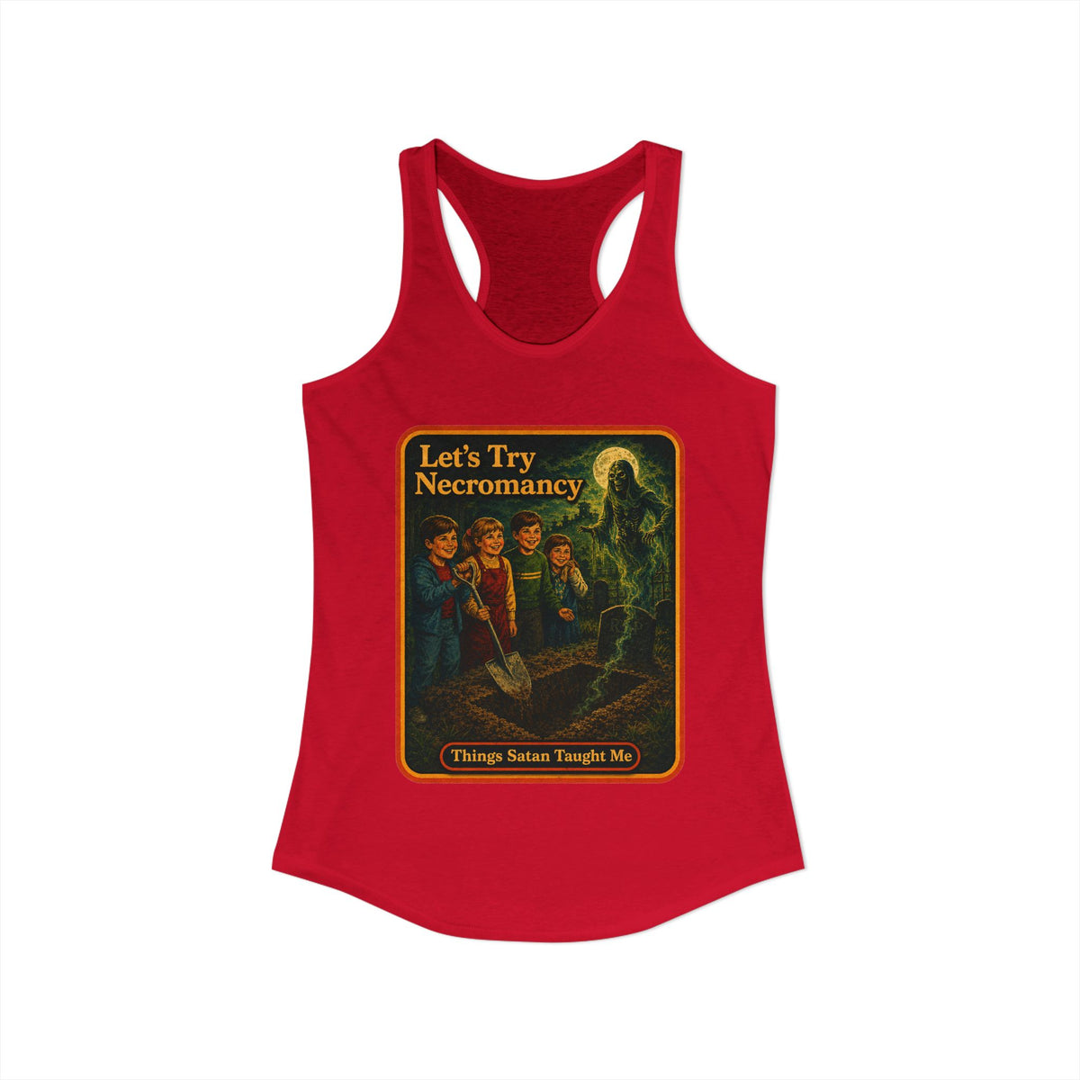 Let's Try Necromancy Racerback Tank in Red, view 2