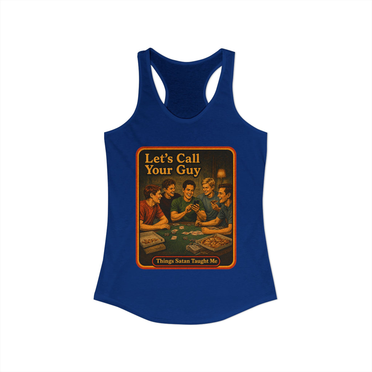 Let's Call Your Guy Racerback Tank in Royal, view 2