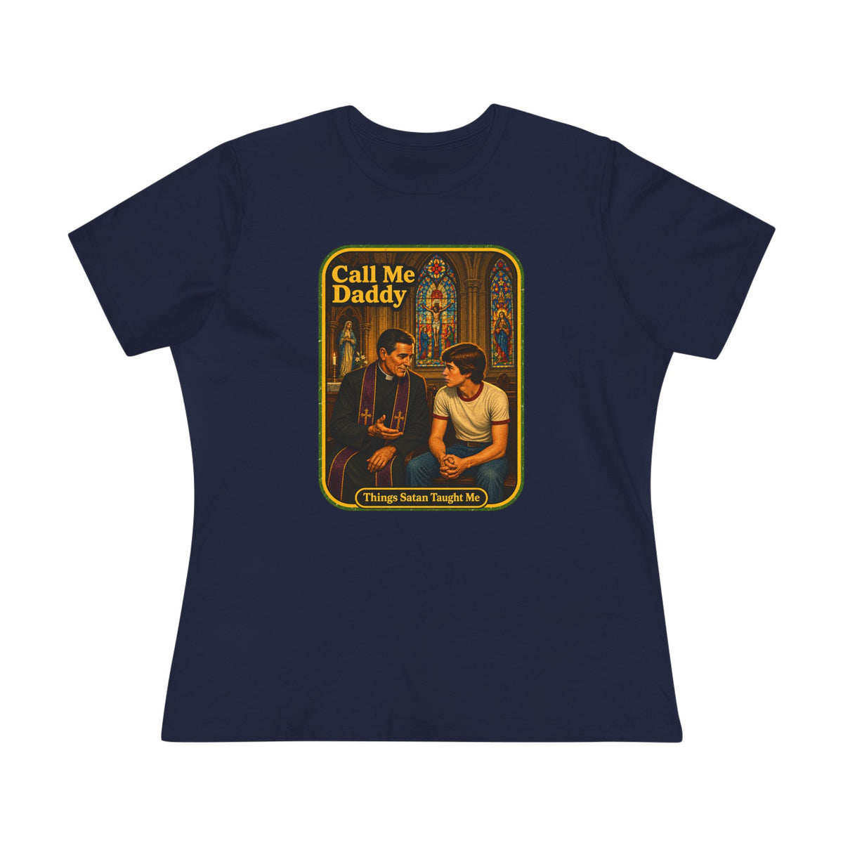 Call Me Daddy Women's Tee in Navy, front