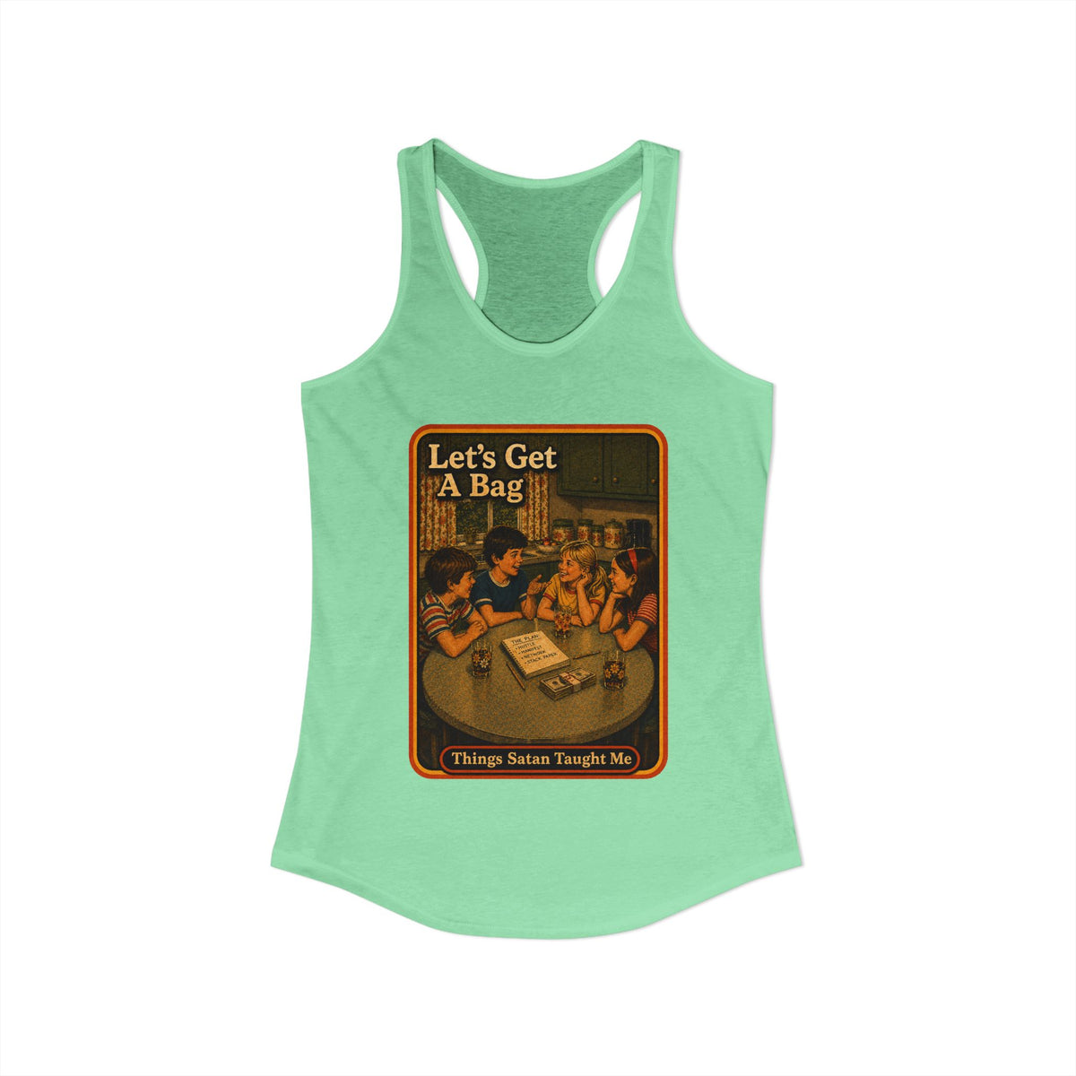 Let's Get Another Bag Racerback Tank in Mint, view 2