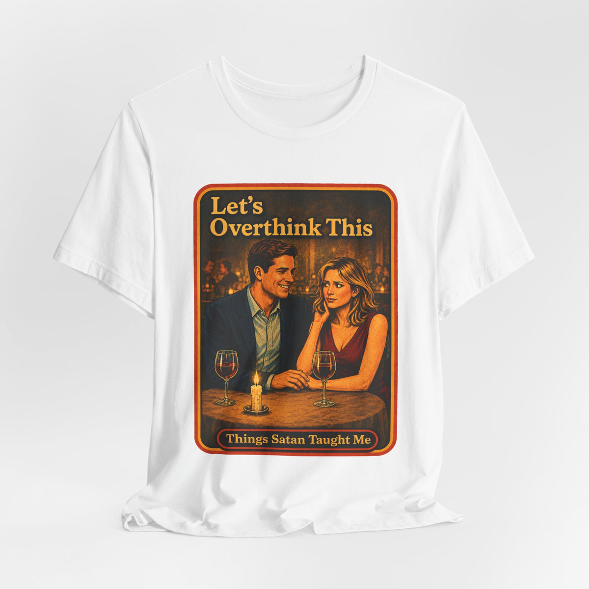 Let's Overthink This Unisex Tee in White, view 4