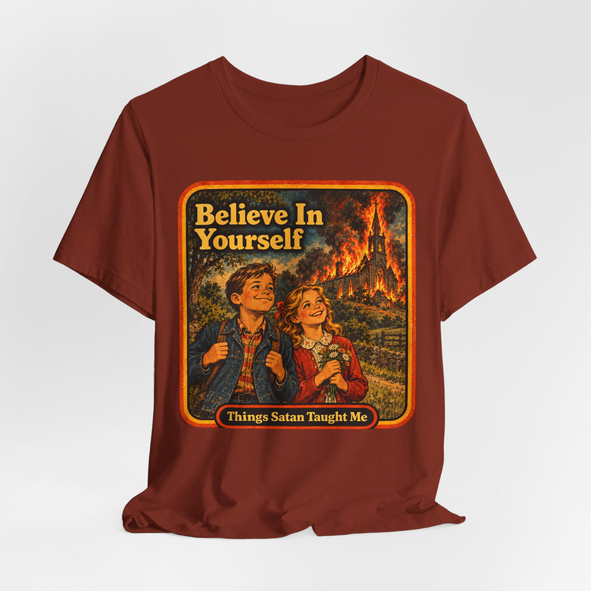 Believe In Yourself Unisex Tee in Rust, view 4