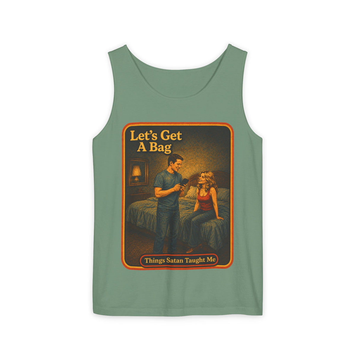 Let's Get A Bag Wife Beater in Light Green, front