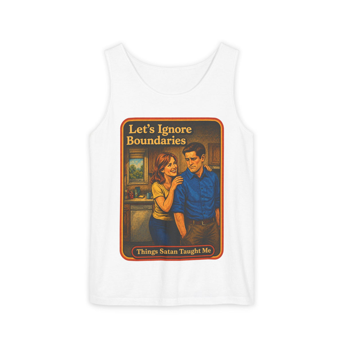Let's Ignore Boundaries Wife Beater in White, front