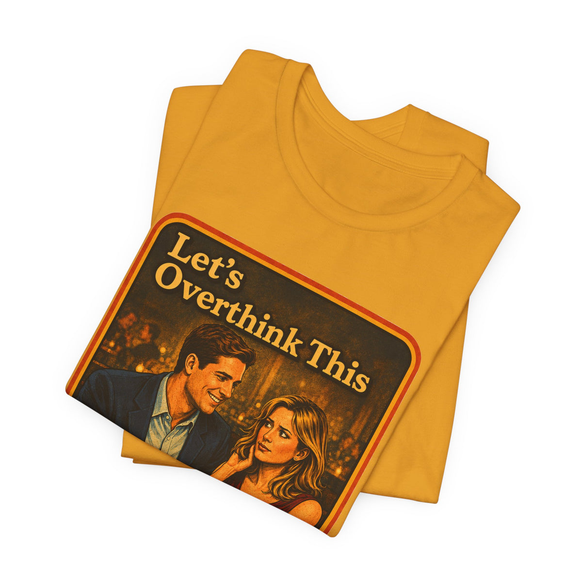 Let's Overthink This Unisex Tee in Mustard, view 3