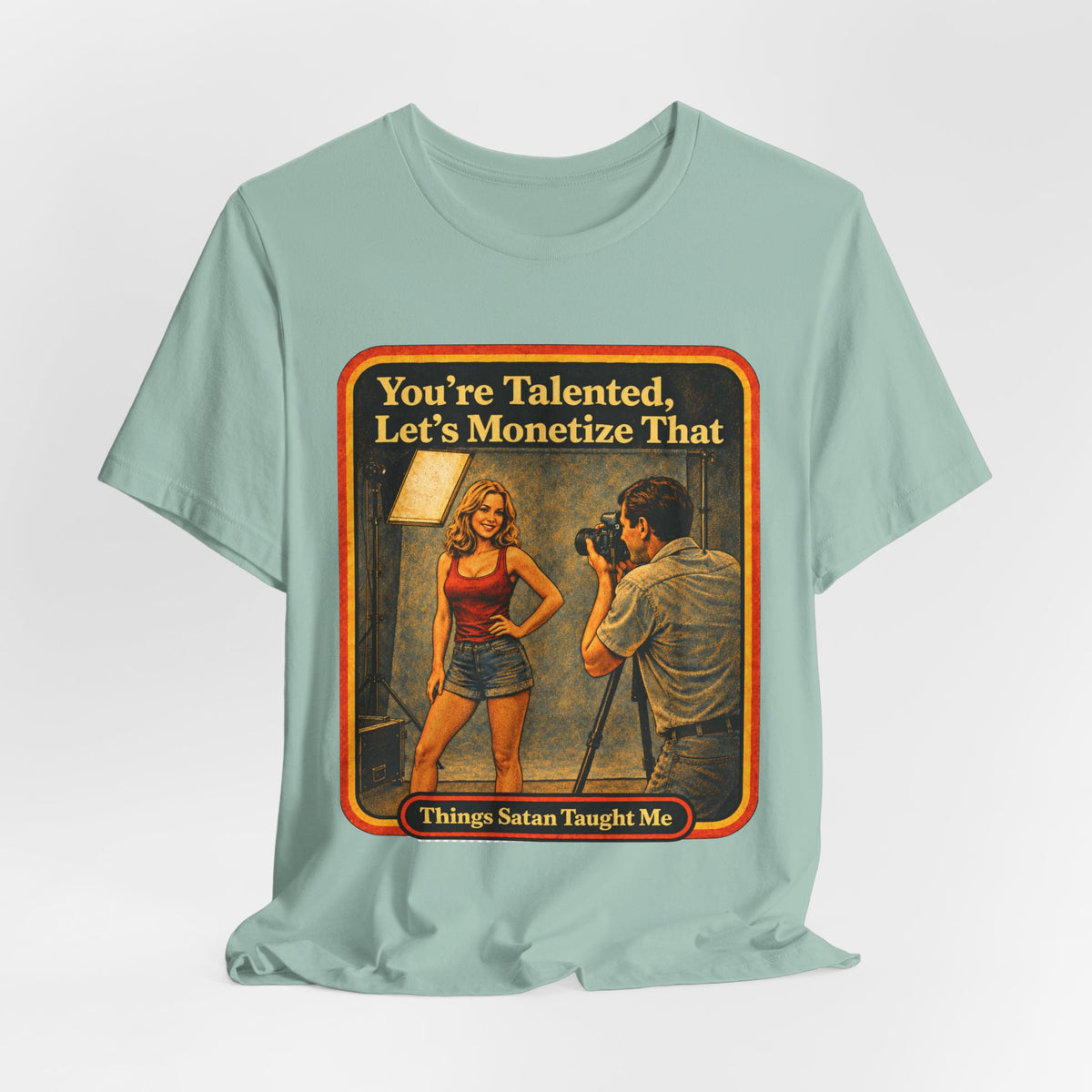 You're Talented, Let's Monetize That Unisex Tee in Dusty Blue, view 4