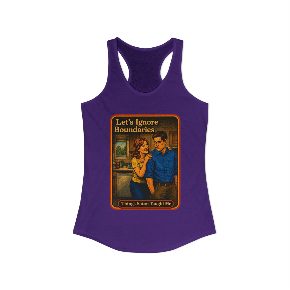 Let's Ignore Boundaries Racerback Tank in Purple Rush, view 2