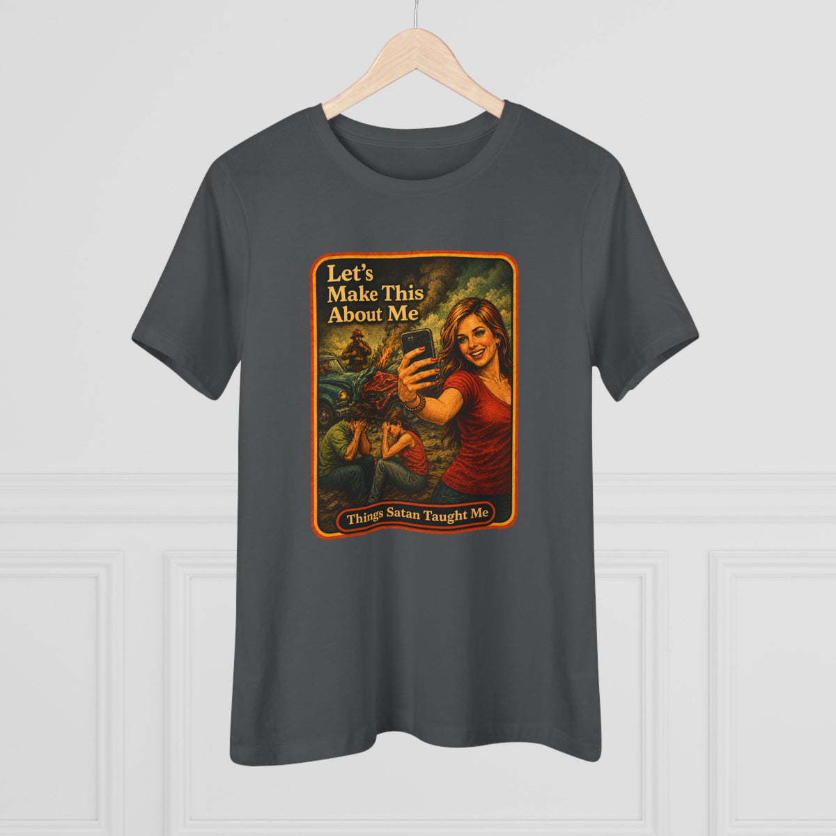 Let's Make This About Me Women's Tee in Asphalt, view 4