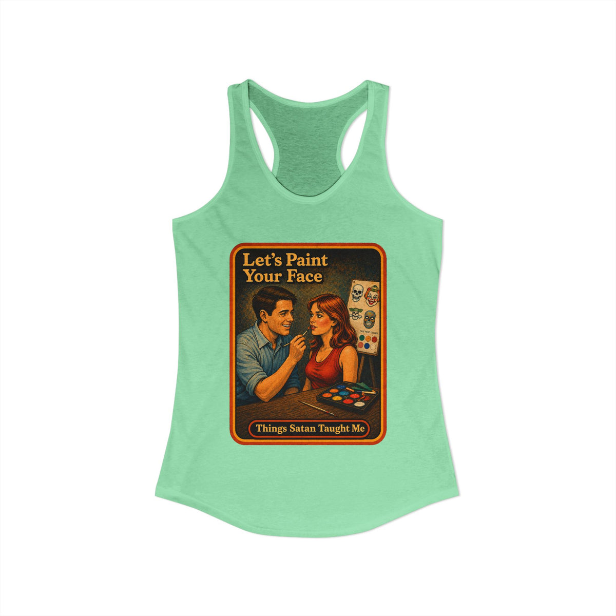 Let's Paint Your Face Racerback Tank in Mint, view 2