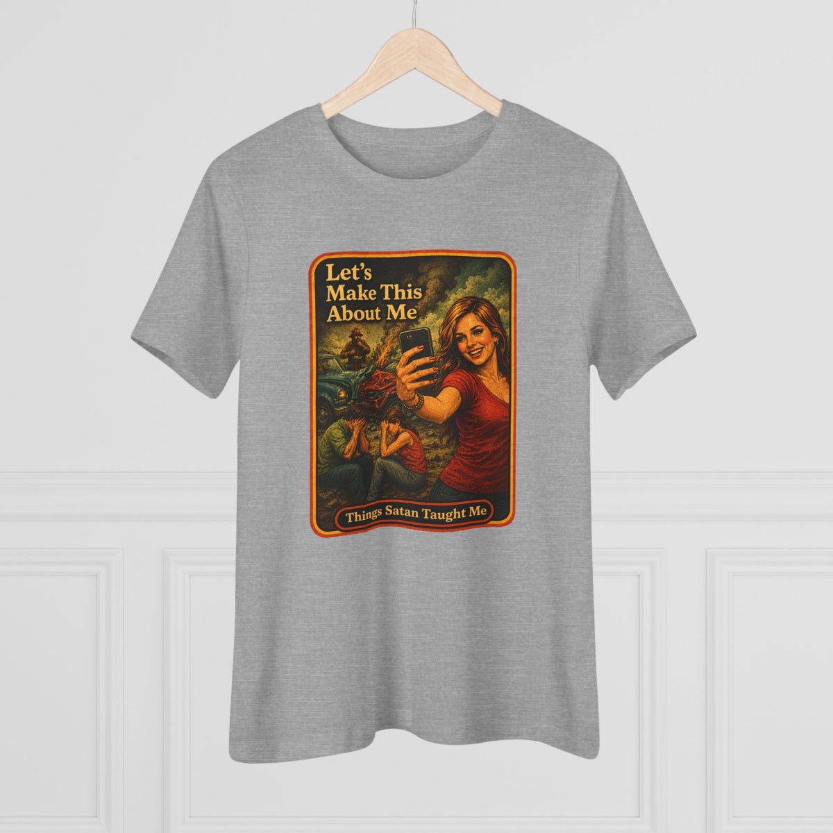 Let's Make This About Me Women's Tee in Athletic Heather, view 4