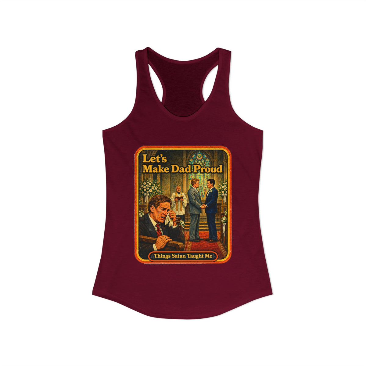 Let's Make Dad Proud Racerback Tank in Cardinal Red, view 2