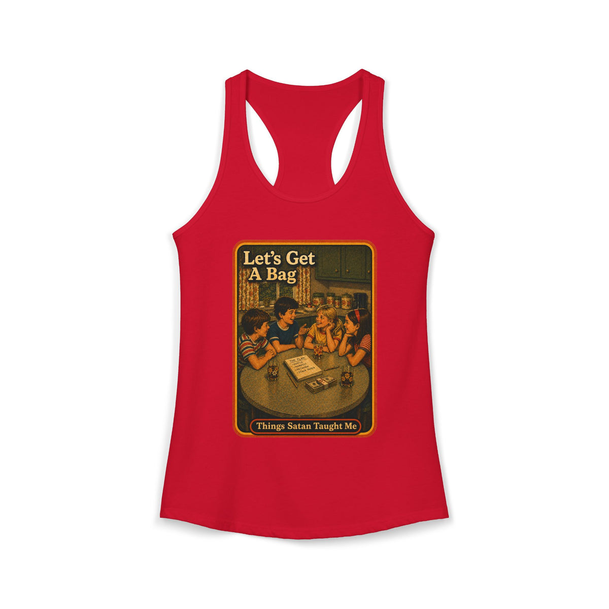 Let's Get Another Bag Racerback Tank in Red, front