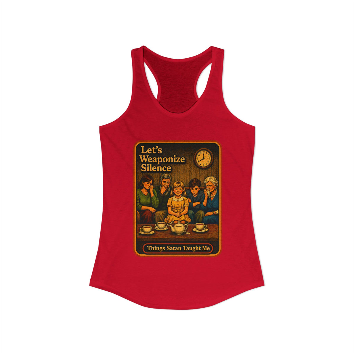 Let's Weaponize Silence Racerback Tank in Red, view 2