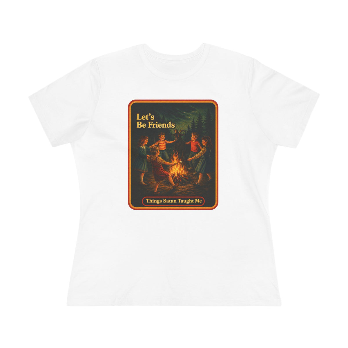 Let's Be Friends Women's Tee in White, front