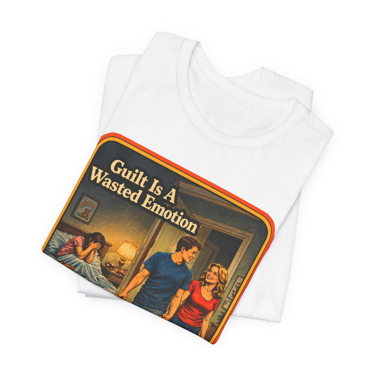 Guilt Is A Wasted Emotion Unisex Tee in White, view 3