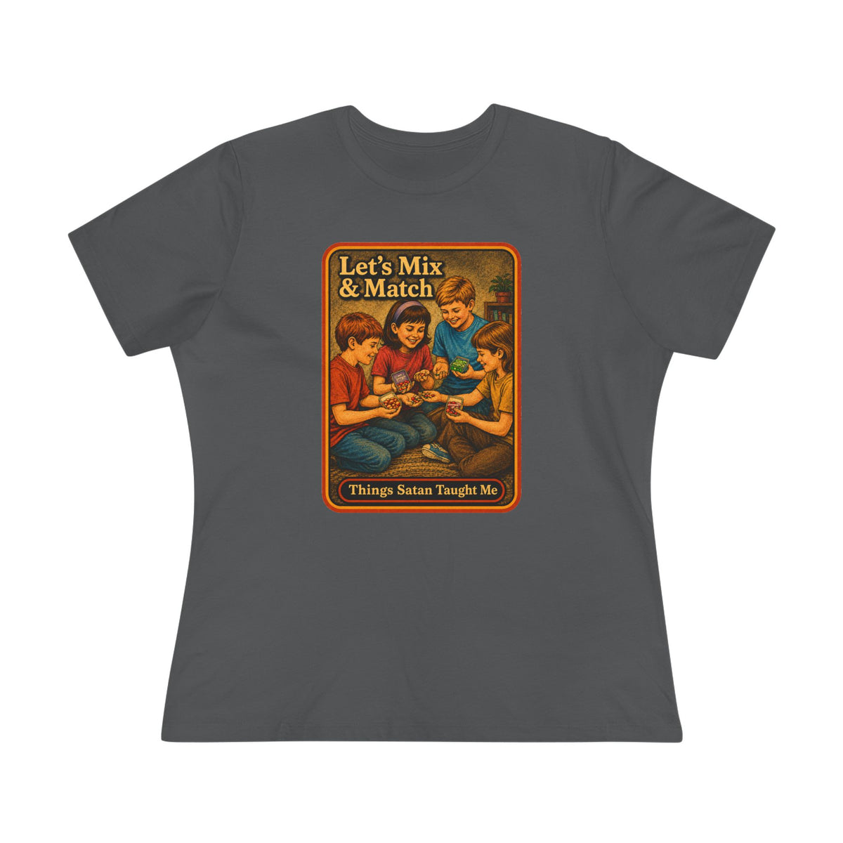 Let's Mix And Match Women's Tee in Asphalt, front