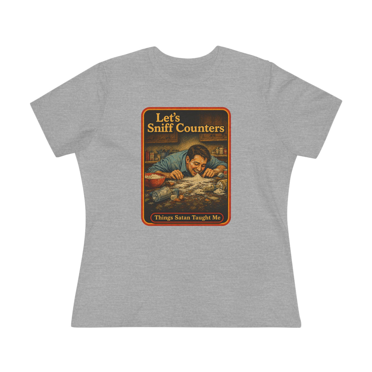 Let's Sniff Counters Women's Tee in Athletic Heather, front