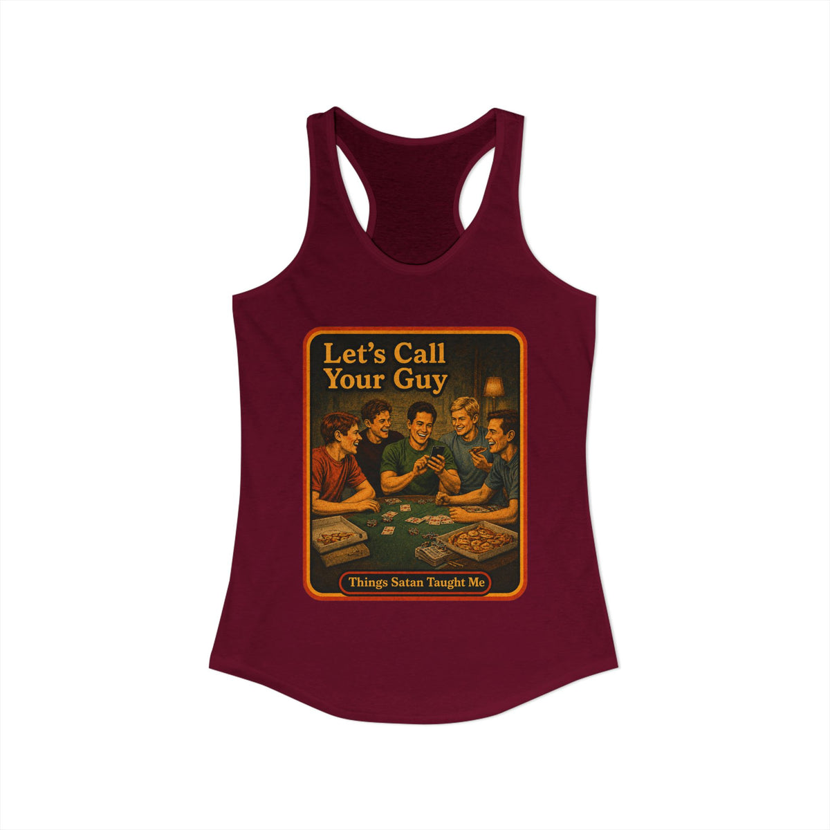 Let's Call Your Guy Racerback Tank in Cardinal Red, view 2