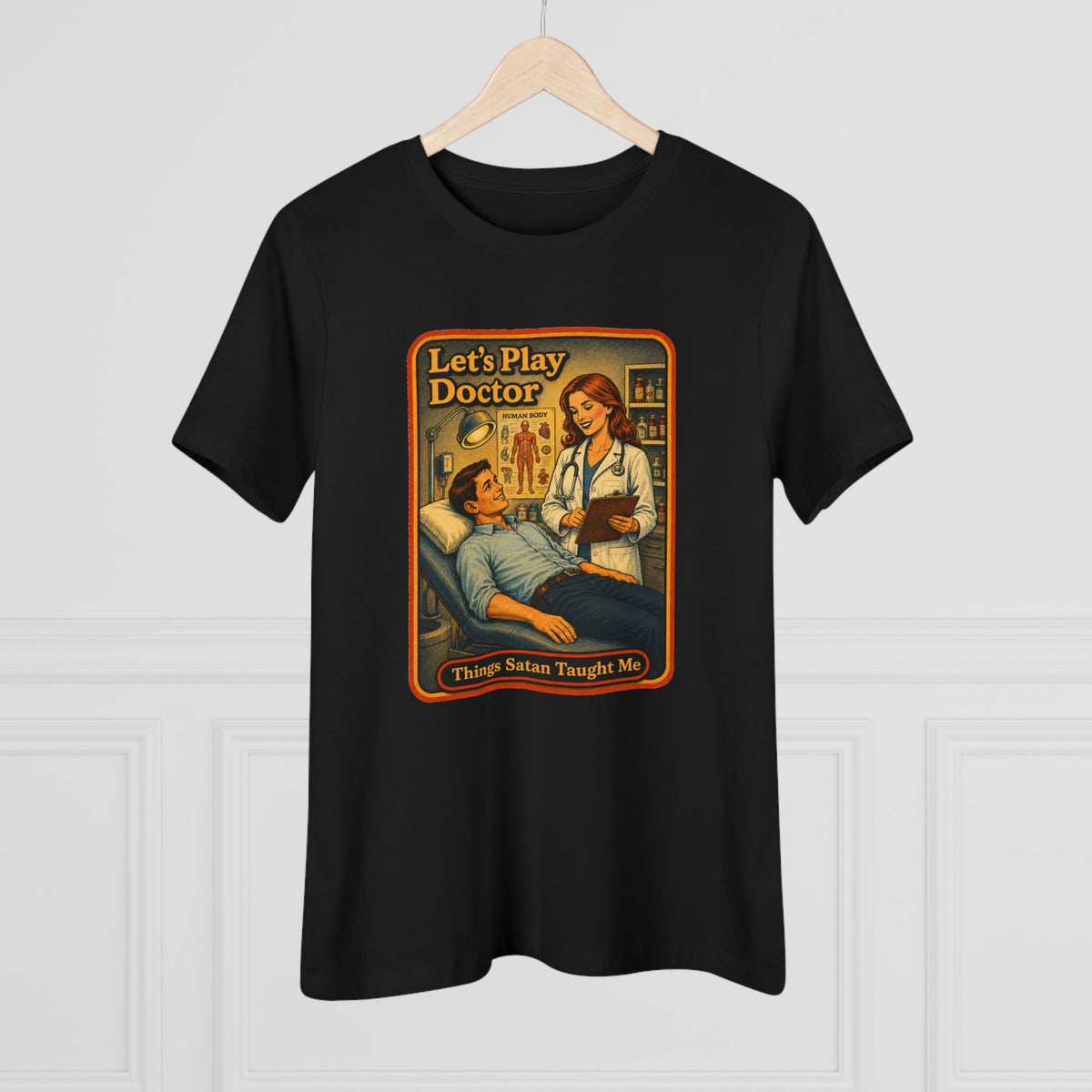 Let's Play Doctor Women's Tee in Black, view 4