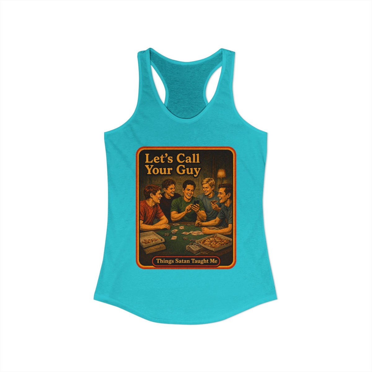 Let's Call Your Guy Racerback Tank in Tahiti Blue, view 2