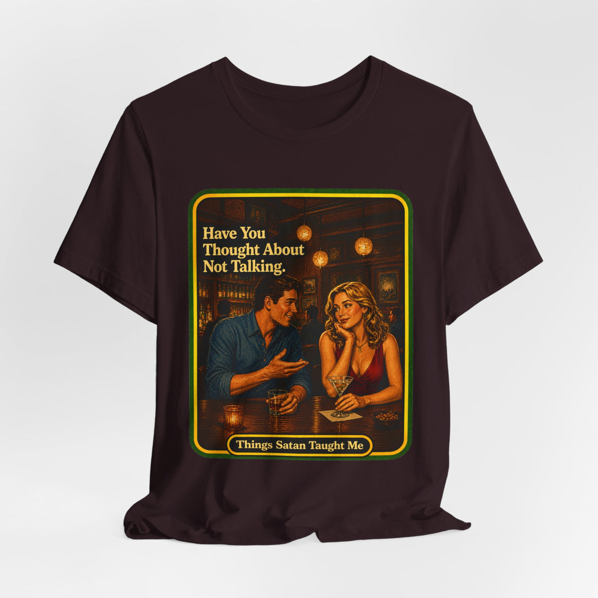 Have You Thought About Not Talking Unisex Tee in Oxblood Black, view 4