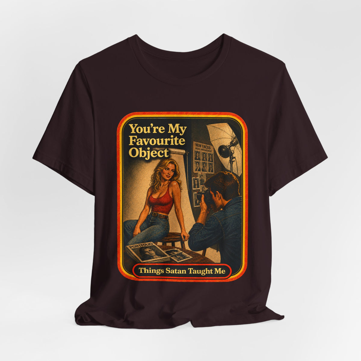 You're My Favourite Object Unisex Tee in Oxblood Black, view 4