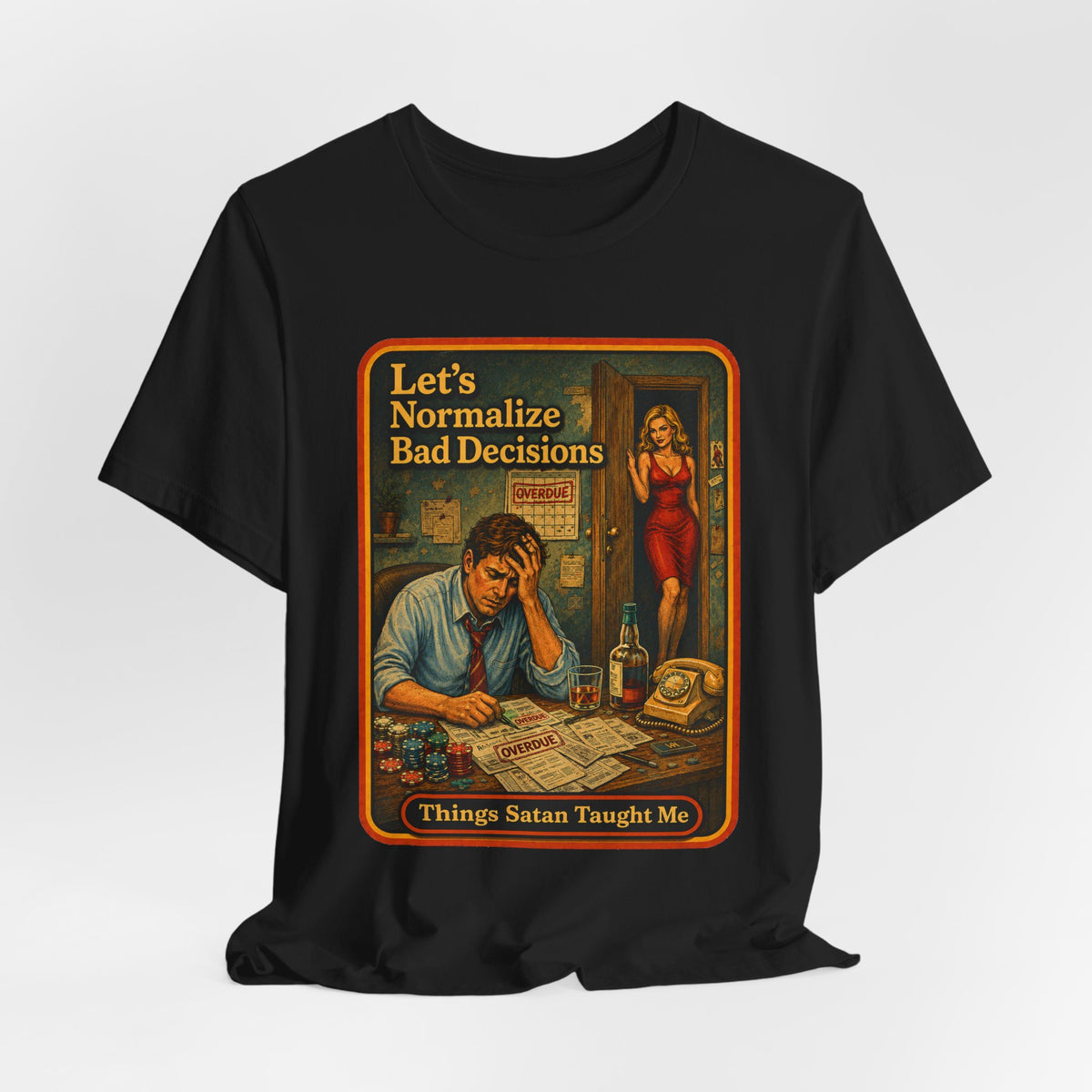 Let's Normalize Bad Decisions Unisex Tee in Black, view 4