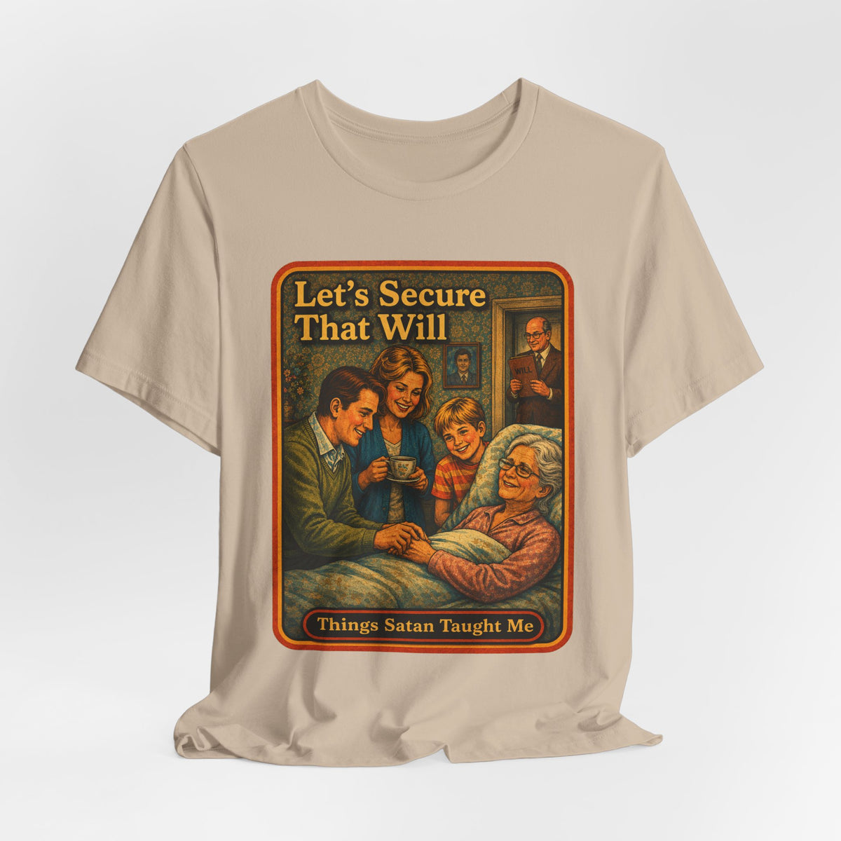 Let's Secure That Will Unisex Tee in Tan, view 4