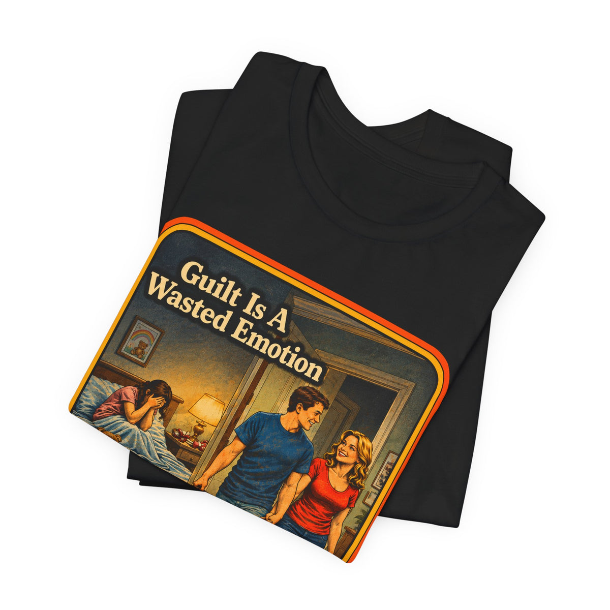 Guilt Is A Wasted Emotion Unisex Tee in Black, view 3