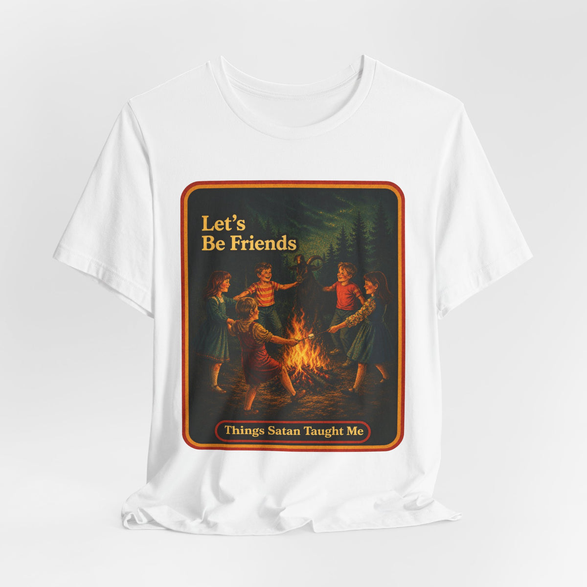 Let's Be Friends Unisex Tee in White, view 4