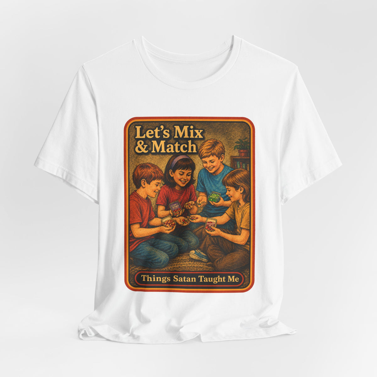 Let's Mix And Match Unisex Tee in White, view 4